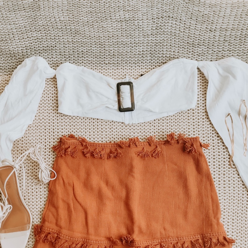 Crop off the shoulder top